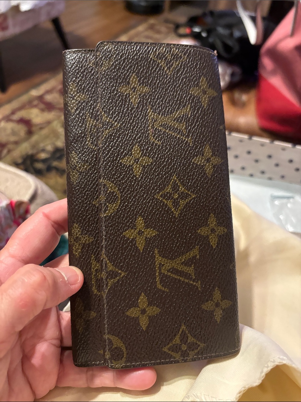 Louis Vuitton Monogram Canvas Canvas Wallet in Brown and beige -gold color